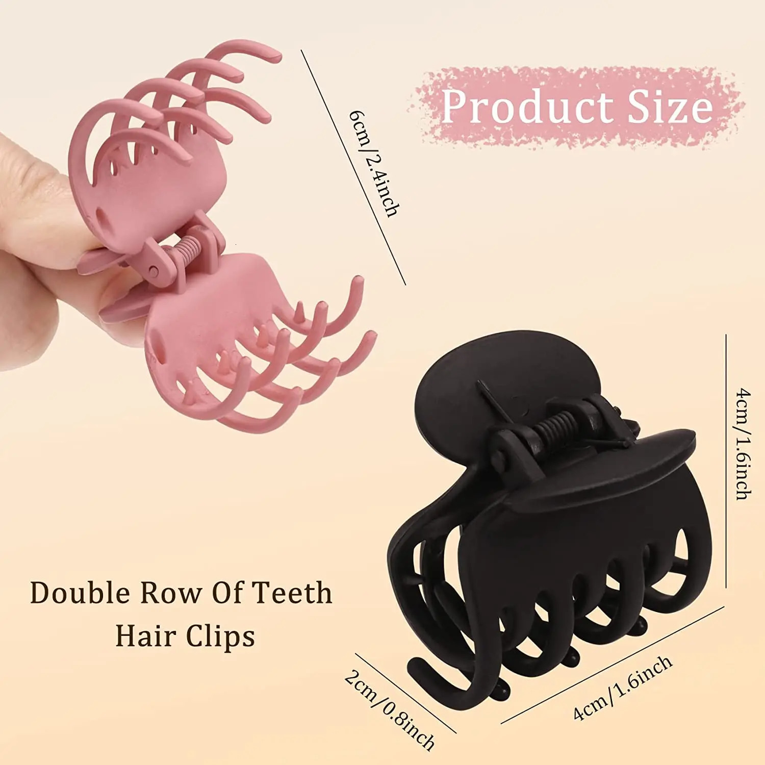 Double Row Teeth Hair Claw Clips Medium Hair Jaw Clips Matte and Shiny Small Claw Non-Slip 1.5 in 12 PCs 250106