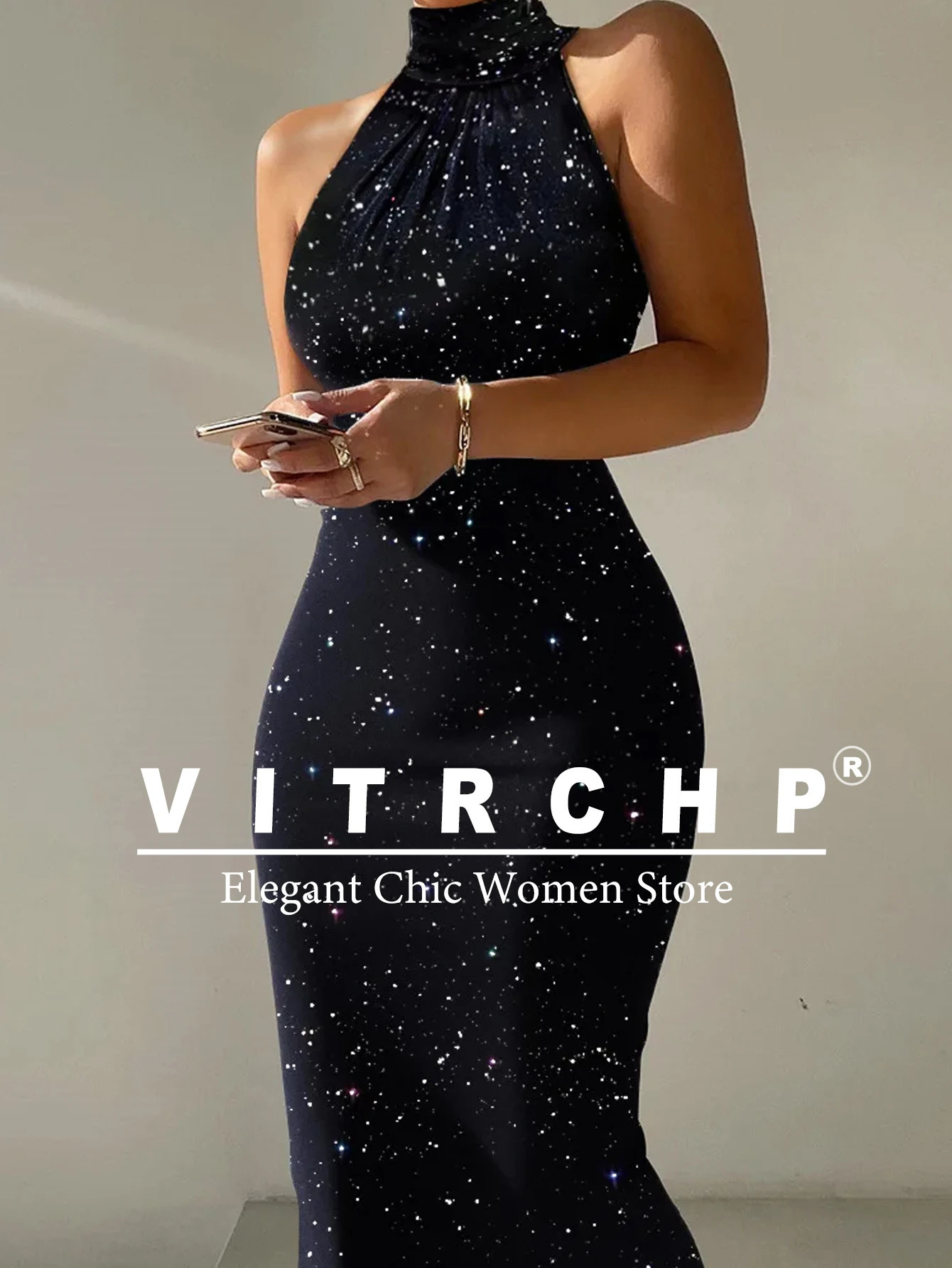 Sparkling Evening Dress Long Black High Neck Mermaid Womens Evening Dress Slit Formal Party Dress 2025 Years Dress 250103