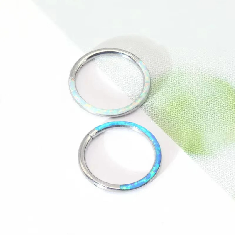 G23 Piercing Jewelry Front Opal Nose Rings Closed Ring Seamless Nose Ring Clicker Lip Ring For Women Cartilage Earring 250103