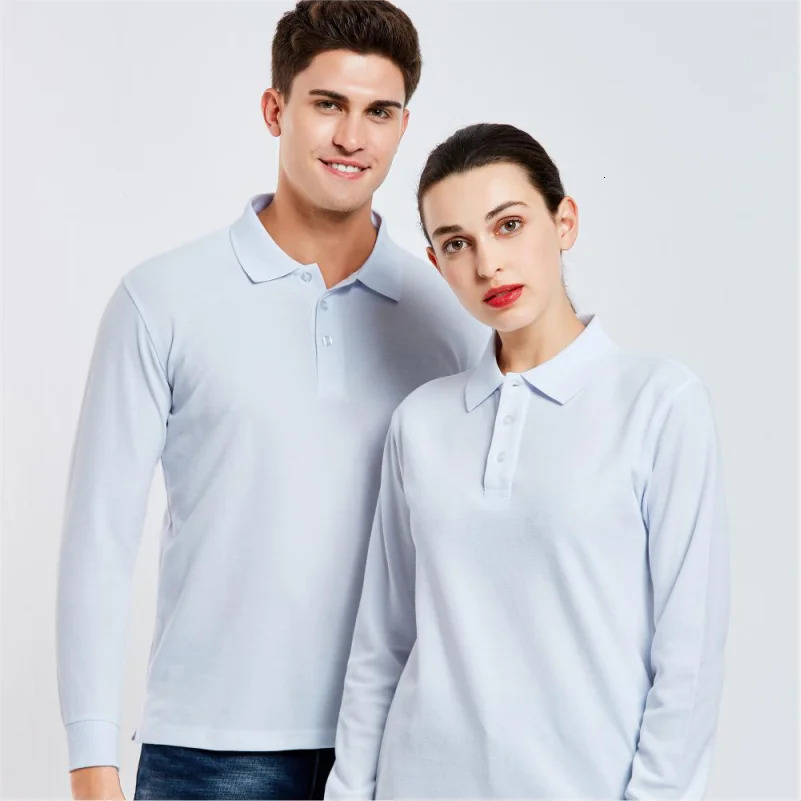 Casual long sleeved polo custom mens and womens polo collar print personalized classic solid shirt embroidery 250103