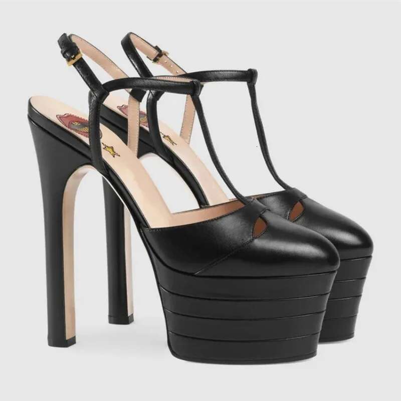 Fashion Sandals 16Cm Heel Height Round Head Matching Waterproof Platform High Heels Banquet Wedding Shoes