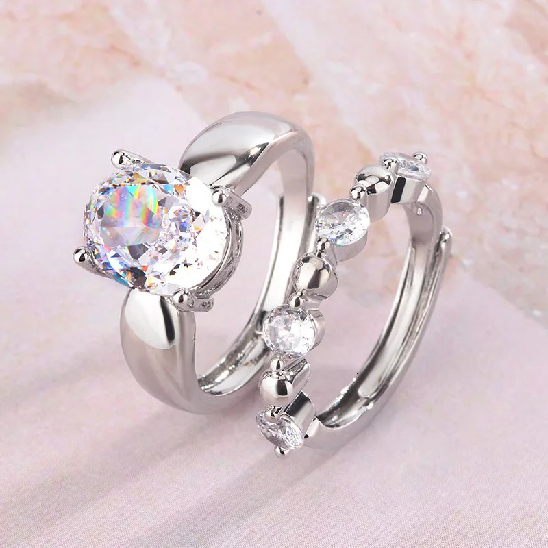 Couple ring White ice cut white quality ring hand jewelry 250103