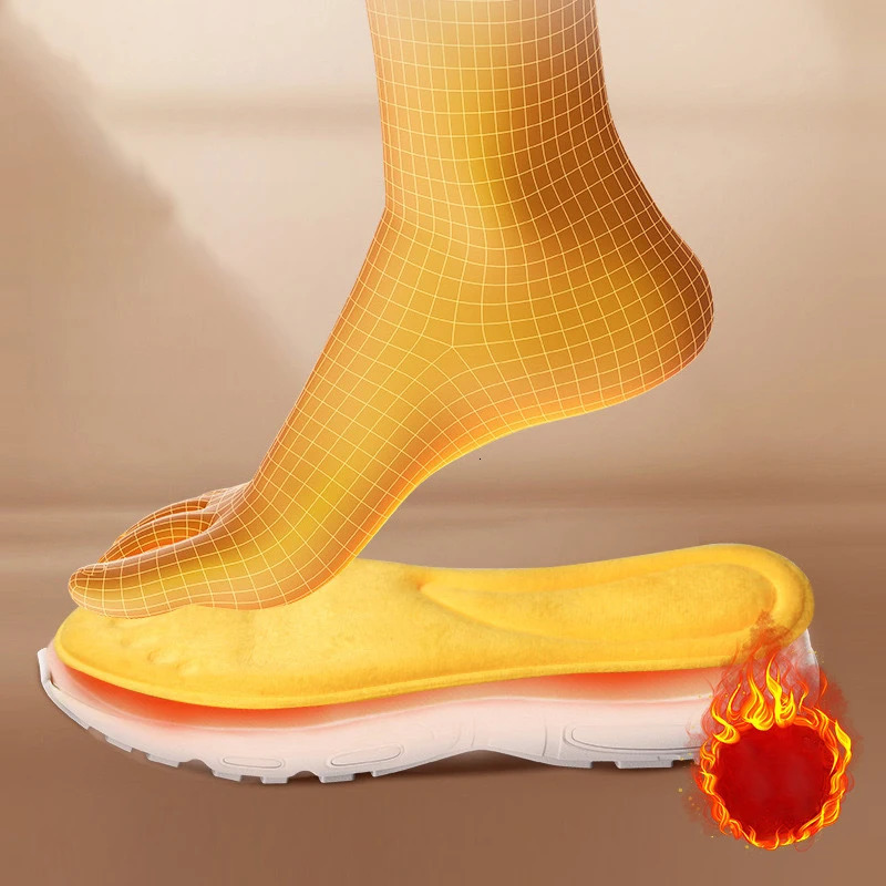Men Women Self Heating Insoles Thermostatic Thermal Insole Winter Warm Plush Insole Massage Memory Foam Arch Support Shoe Pad 250106