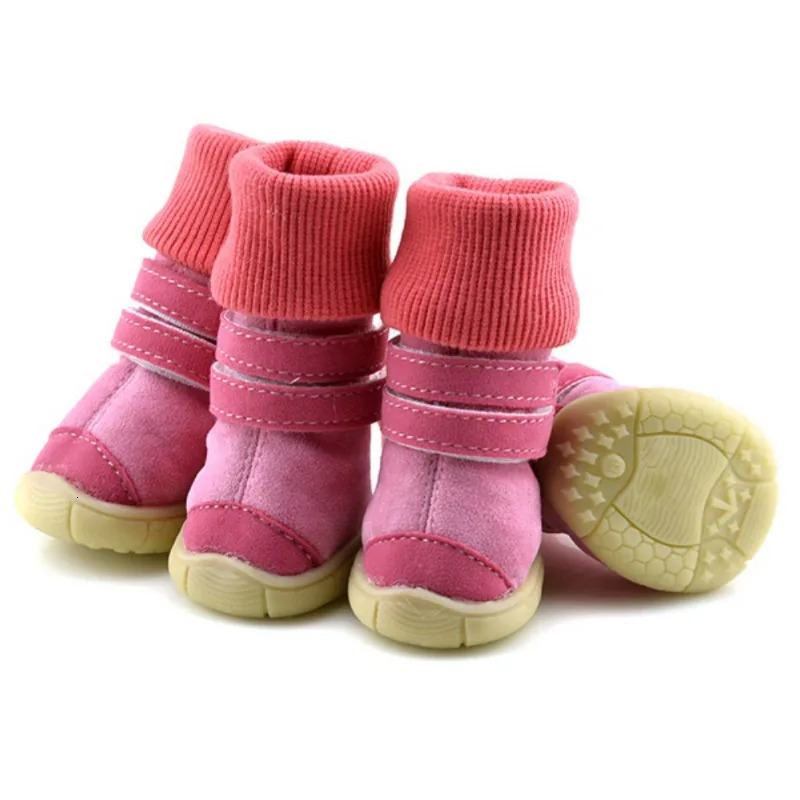 4pcsset Pet Dog Puppy Winter Warm Snow Boots Casual Dog Shoes Pet Slip-Resistant Shoes Teddy Comfortable Cotton-Padded Shoes 250106