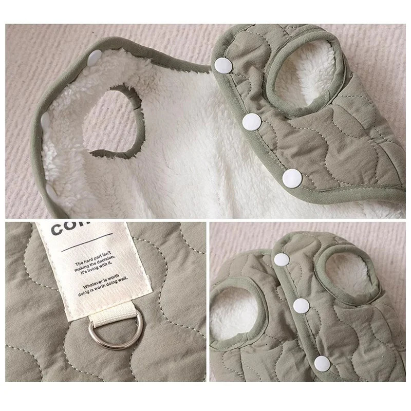 Cat Dog Autumnwinter Vest Warm Velvet Thick Vest Teddy Small And Medium Sized Dog Traction Buckle Dog Pet Clothing Pet Supplies 250106