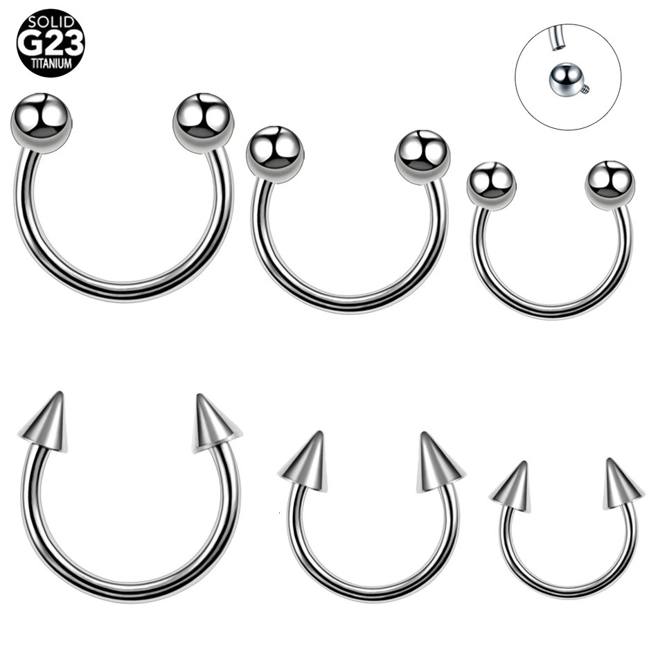 10Pcs/lot G23 Internally Thread Ball Horseshoe Ring Piercing Ear Tragus Eyebrow Lip Ring Nose Hoop Septum Body Jewelry 250103