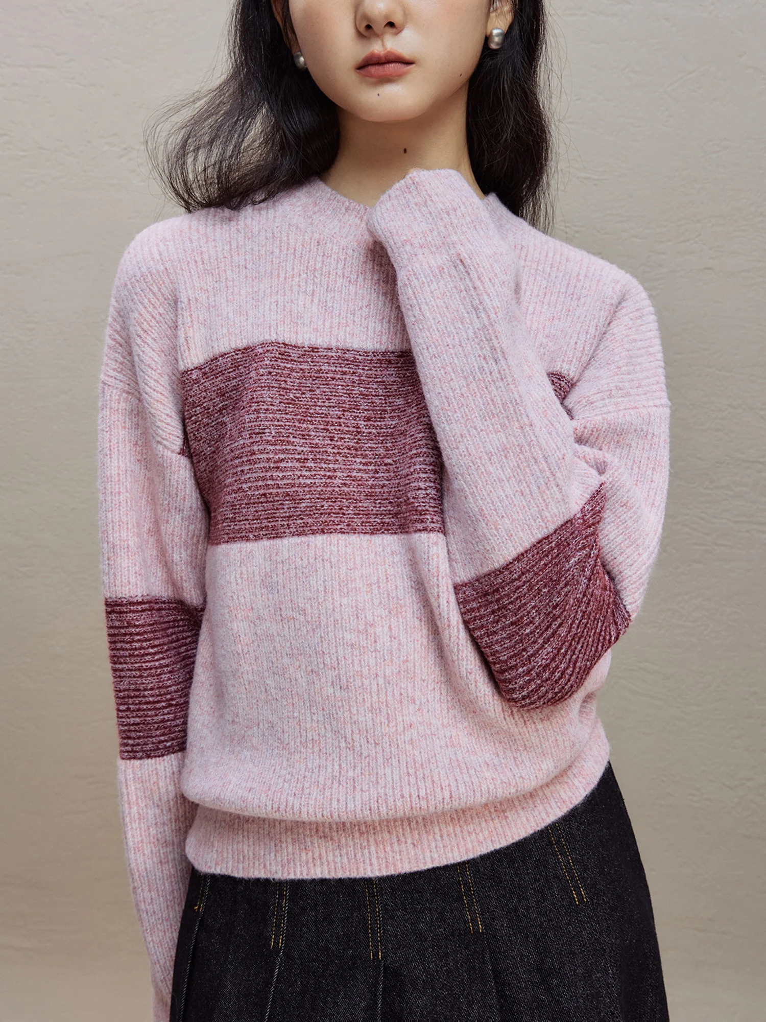 ZIQIAO 29% Sheep Wool Roamntic Sweater For Women Winter Gentle Style Loose Round Neck Knitted Pullover Top 23ZQ94422 250103