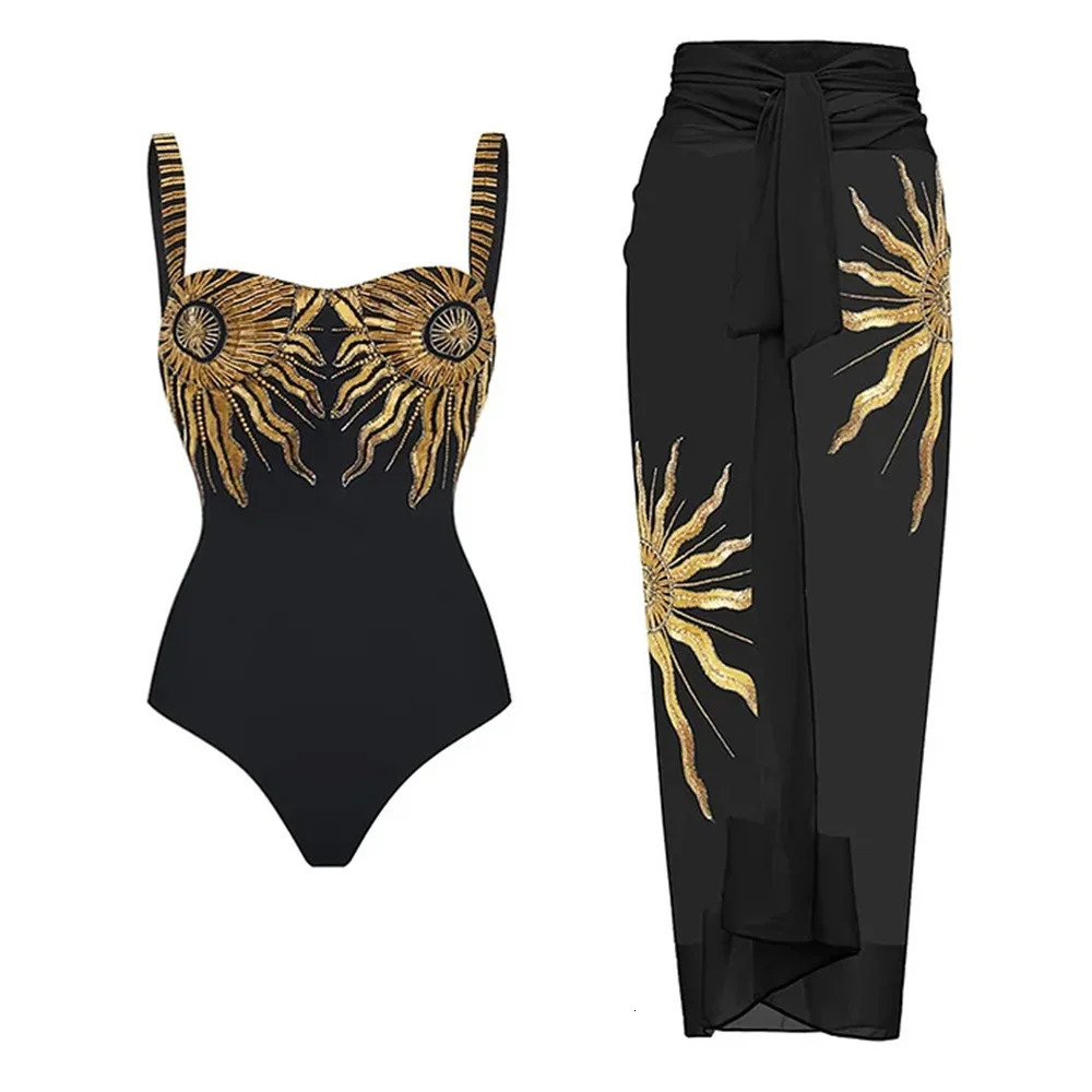 High Quality Print One Piece Swimsuit with Skirt Women Swimwear Sexy Bathing Suit Monokini Beach Bodysuit Beach Wear 250106