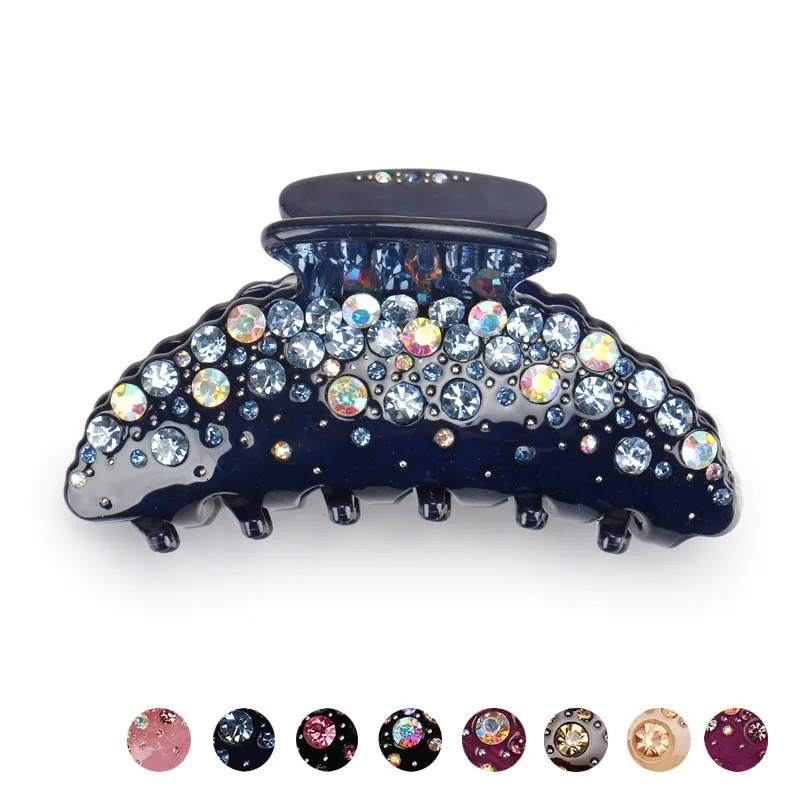 Spark Rhinestones Hair Claw Clip for Women Girl Fine Acetate Hair Accessory Ornament Jewelry - Tiara for Ponytail Holder 250106