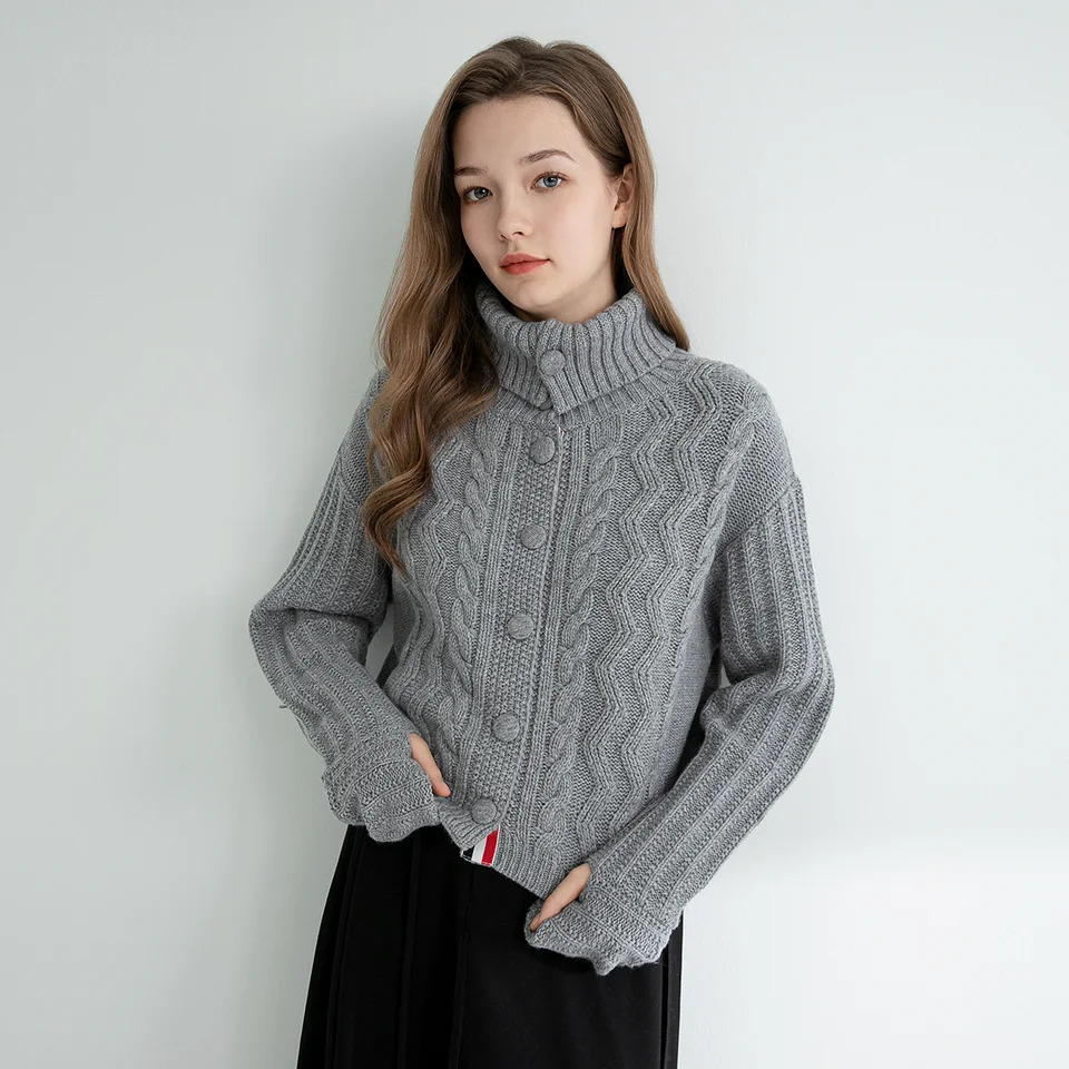 TC748 Highquality luxury womens clothing trendy brand 100% wool thick turtle neck pullover knitwear sweater 250103