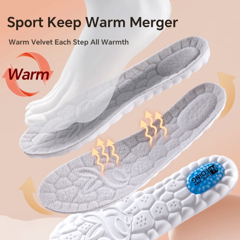Winter Plush Warm Insole for Shoes Thicken Snow Boots Shoe Sole Thermal Insert Sports Running Insoles Men Woman Heating Pads 250106