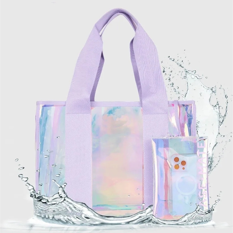 Colorfuul Waterproof Beach Tote Bag for Women Clear Tote Bag for Beach Pool Travel Cruise Boat Bag 250103