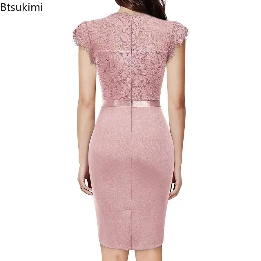 2025 Womens Elegant Lace Evening Dress Wedding Party Dress Sexy Office Womens Body Dress Fashion Birthday Club Vestdos Women 250103