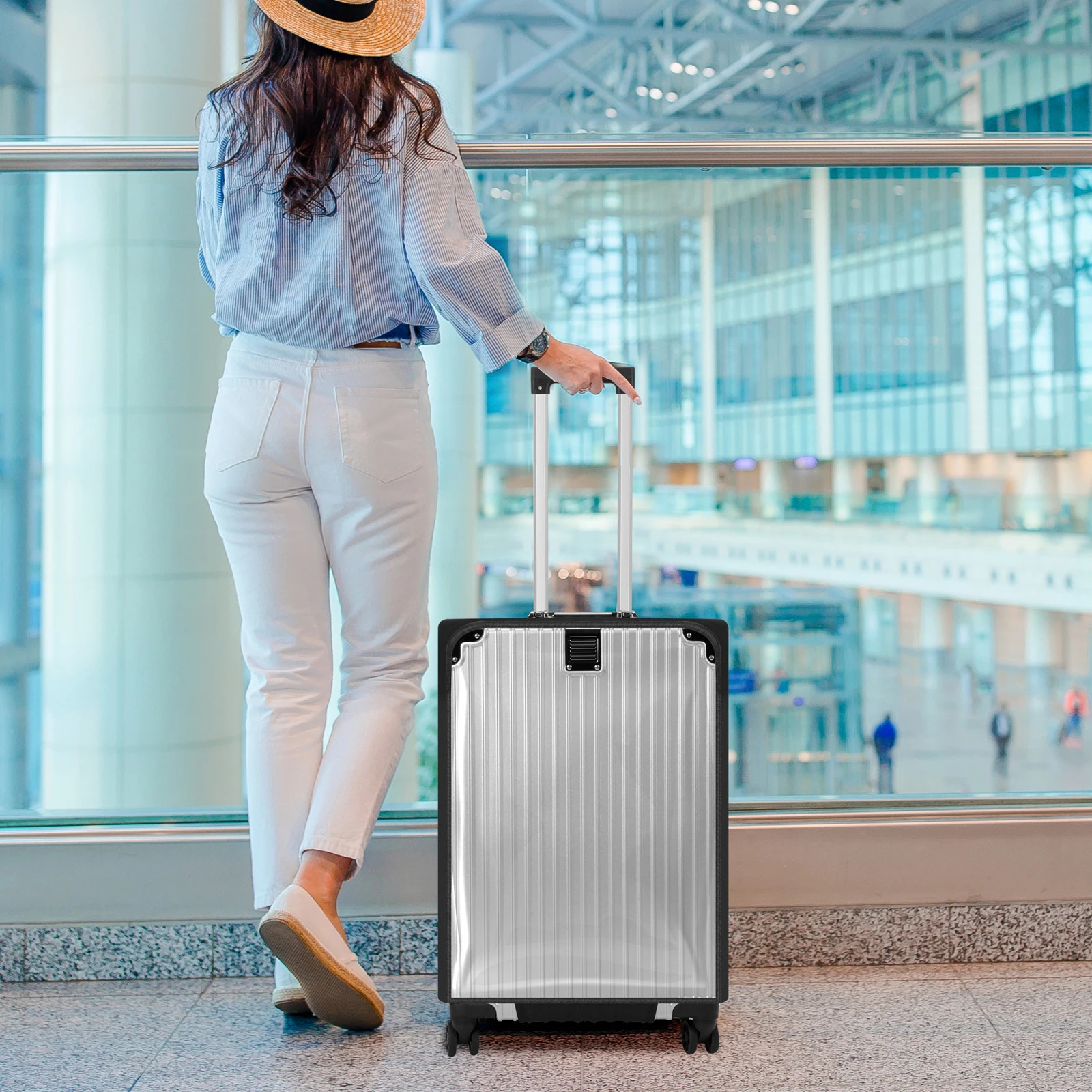 Transparent PVC protective cover dustproof and waterproof suitcase wear-resistant suitcase cover zipper style luggage cover 250103