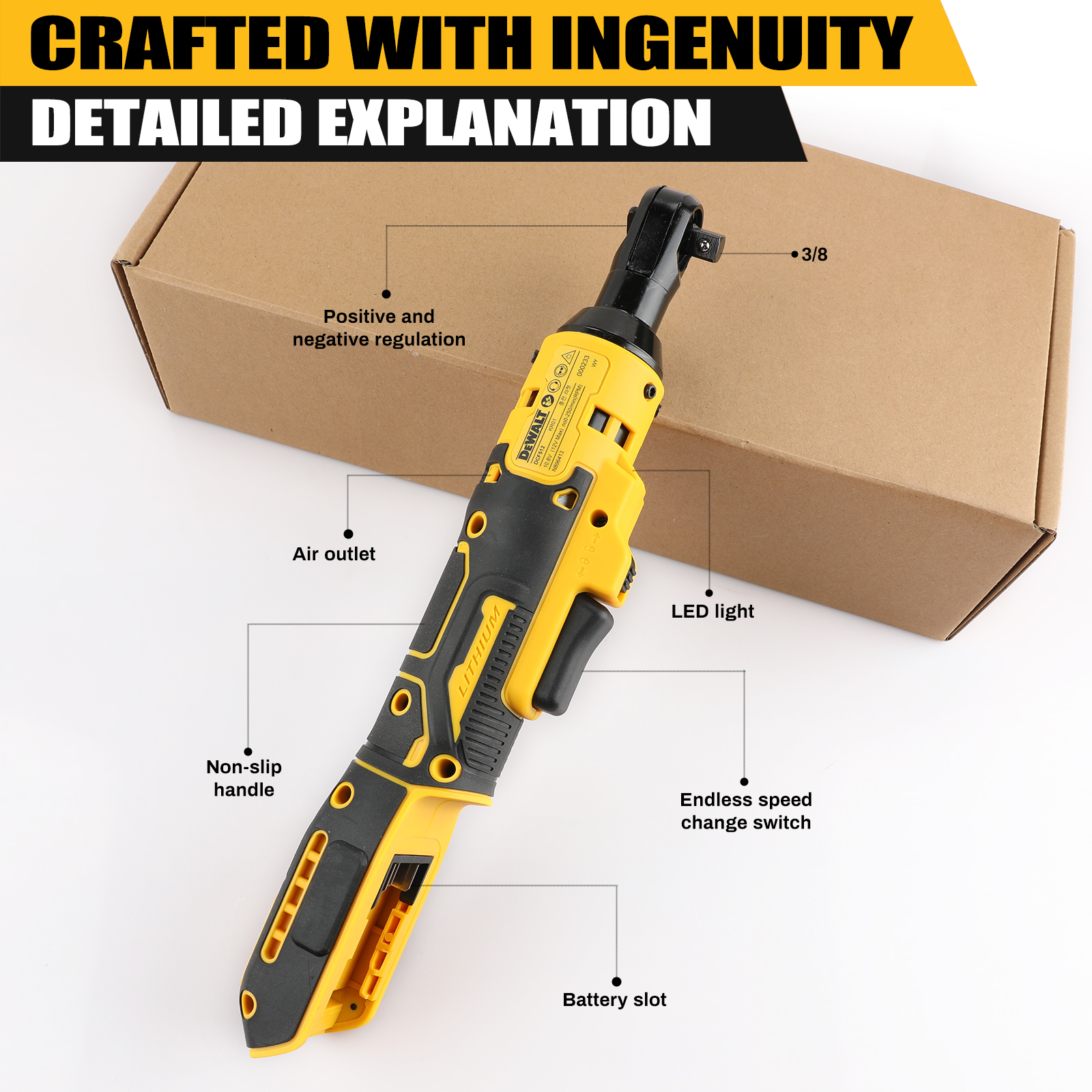 DEWALT DCF512 1/2 Brushless Cordless Ratchet Wrench Power ATOMIC Compact Engineered Variable Speed Control Tool(Tool Only)