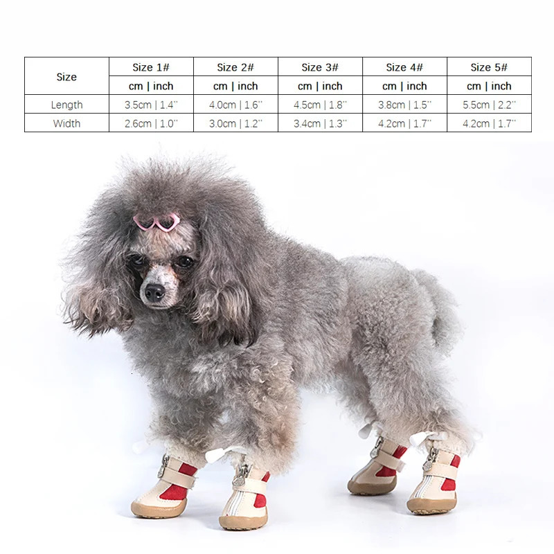 4pcsset Elastic Winter Pet Dog Shoes Anti-slip Velvet Thickening Warmer Small Comfort Boots Puppy Animal Chihuahua Yorkshire 250106