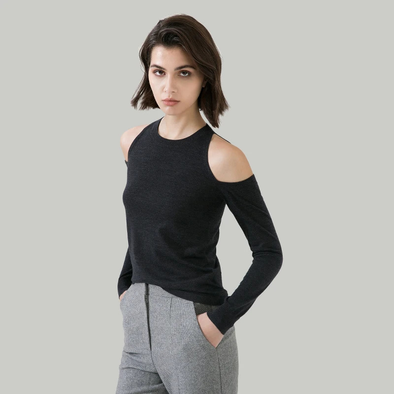 1612 100% Wool Pullover Off shoulder thin top Sweater For Women Ladies autumn Cloths luxury Womens Clothing 250103