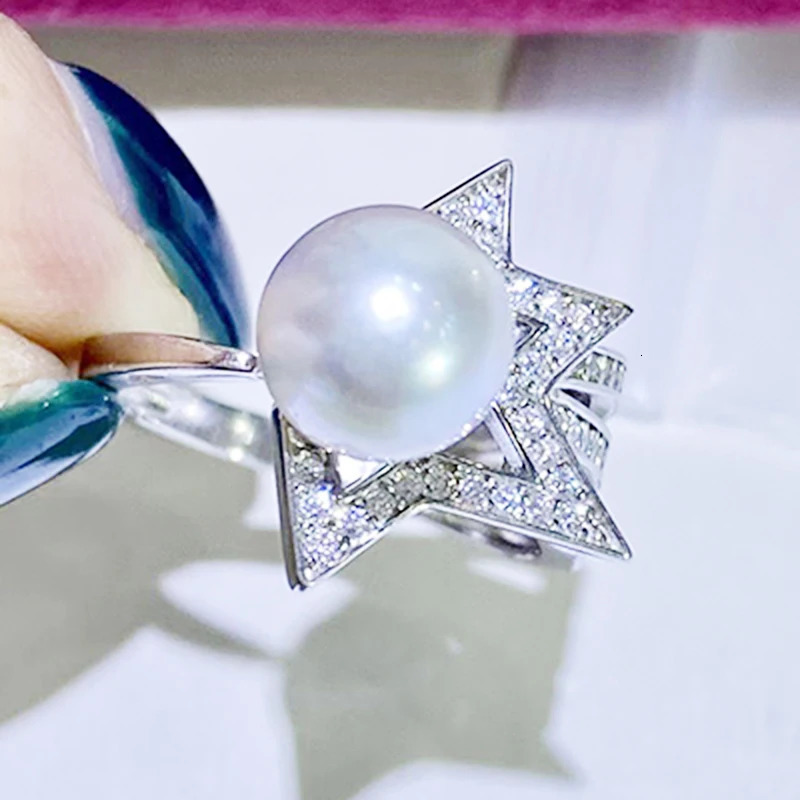 MeiBaPJ Real 925 Silver Star Earrings Necklace Ring Fine Wedding Jewelry Sets For Women Natural Big Pearl Suit 250102