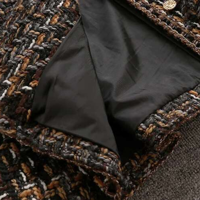 Woolen Women's Short Autumn Winter Korean Temperament Slim Ladies Tweed Jacket Single-Breasted Plaid High-Quality Coat