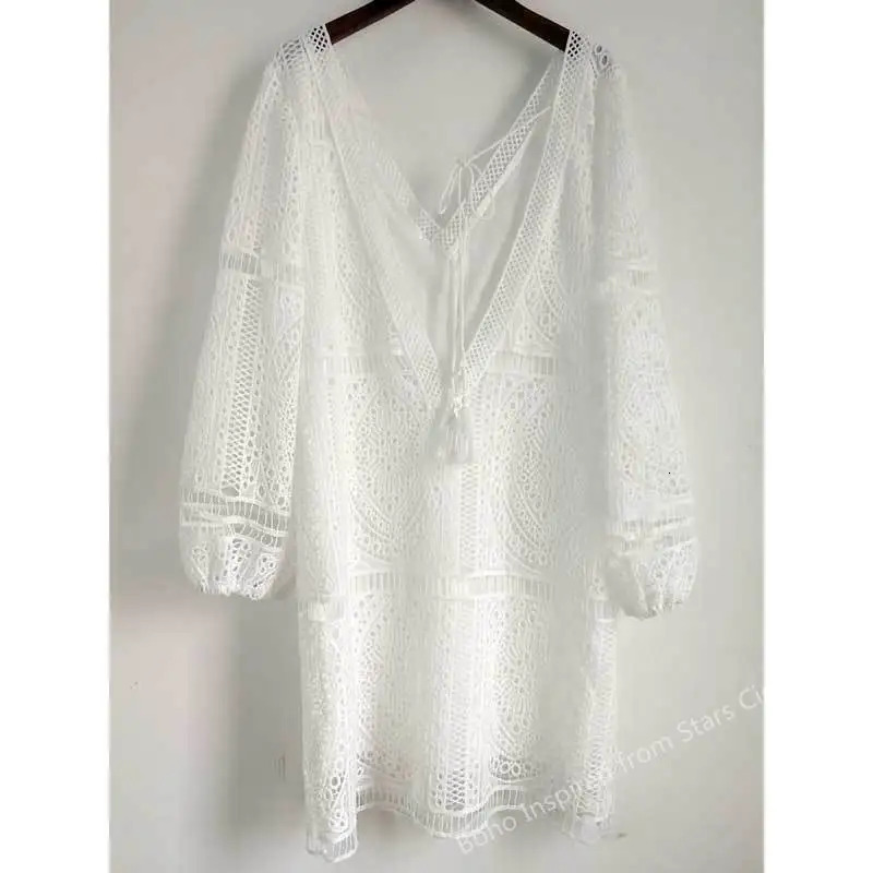 BOHO INSPIRED Lace Tuned Dress Womens V-neck Sage Strap Bikini Cover Sexy Summer Beach Dress Mini Womens BOHO Dress 250103