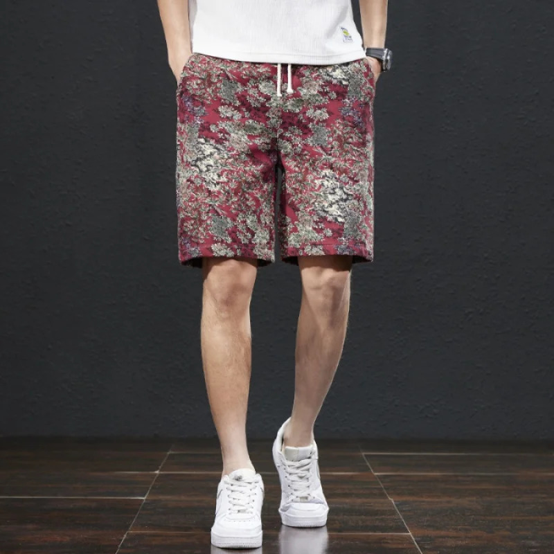 Ethnic Style Shorts for Mens Summer Thin Elastic Casual Loose Fashion Versatile Beach Capris 250103