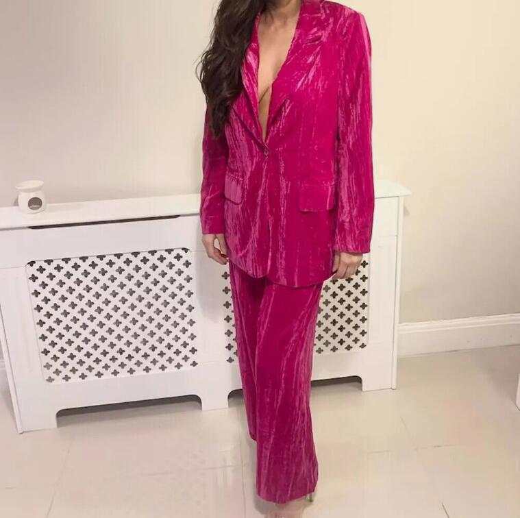 Fashion Women Suits Peaked Lapel Single Breasted Mother Of The Bride Suits 2 Pieces Sets Jacket Pants Blazer Ladies Outfits Customized