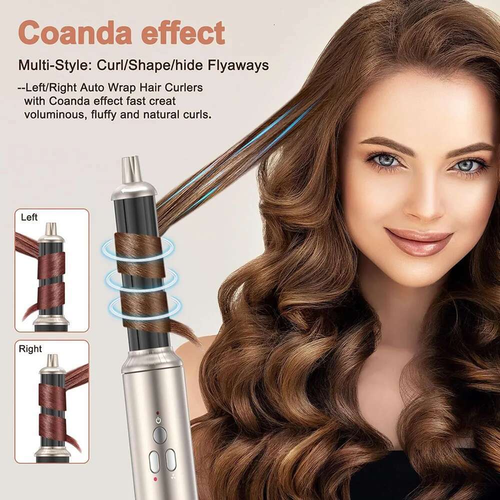 110,000 RPM High Speed 6 in1 Hair Dryer Brush Automatic Curg Iron Curler and Straightener Negative Ion Hot Air Comb Blowdryer
