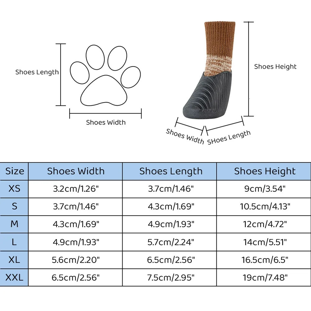 4PCS Dog Shoes Waterproof Fall Winter Pet Snow Boots Puppy Sock Shoes with Antislip Sole Soft Comfortable Dog Paw Protector 250106