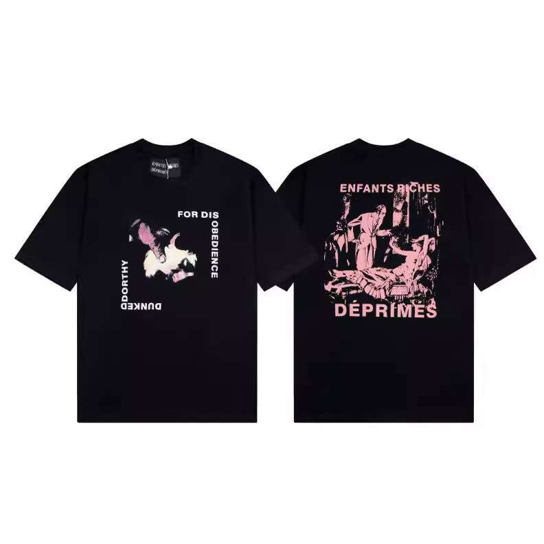 New Melancholic Rich Second Generation Alphabet Portrait Printed Loose Casual Short sleeved T-shirt Brand Men's and Women's Trendy