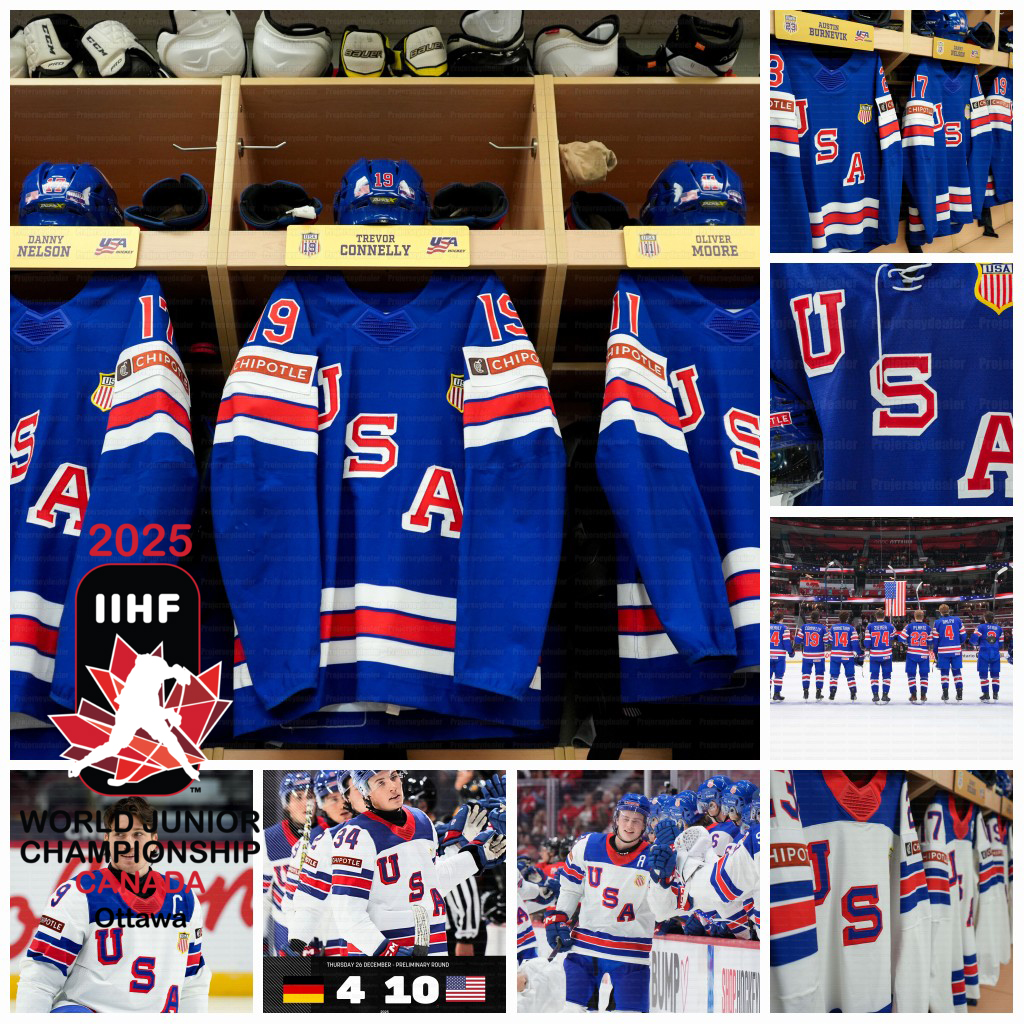 9 Ryan Leonard Brandon Svoboda USA 2024-25 IIHF World Juniors Champion Hockey JerseyS Oliver Moore Danny Nelson Zeev Gabe Perreault Buium Hagens