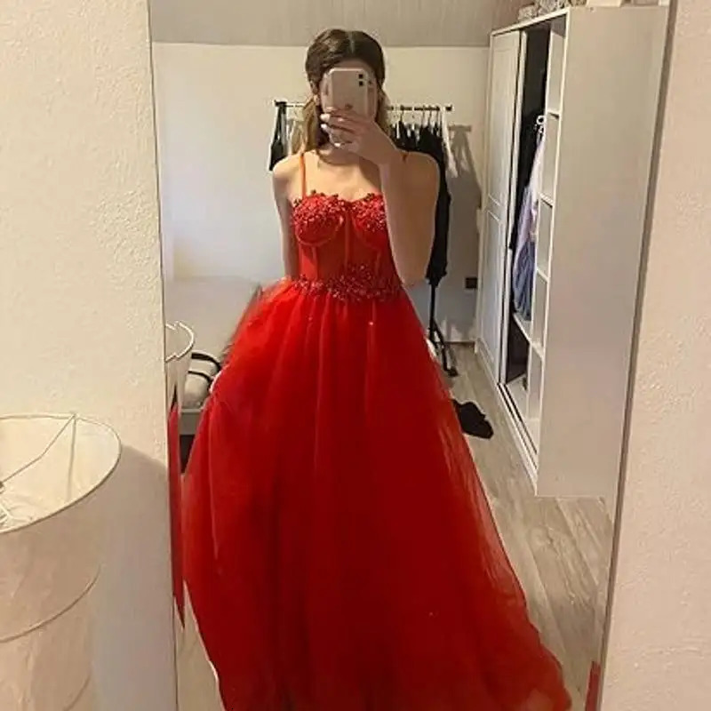 Sparkling chiffon ruffled ball gown long ball gown spaghetti strap lace decal 3D floral stitching bridal gown cocktail party 250103