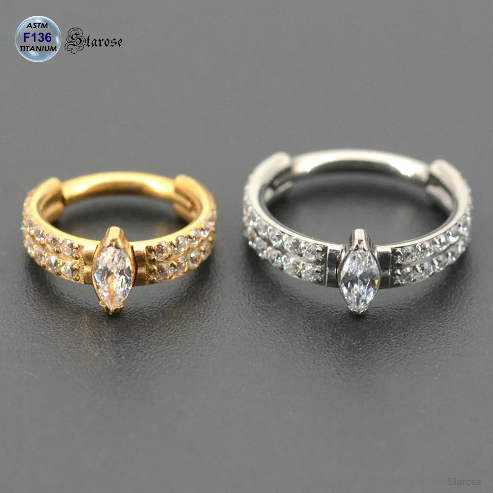 Starose Implant ASTM F136 Ring Segment Piercing Ear Nose Hoop Hinged Clicker Piercing Conch Tragus Earrings 1.2x8/10mm 250103