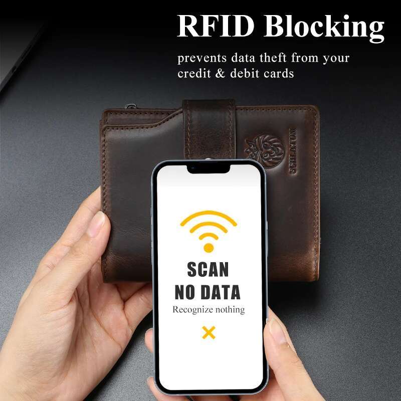 SCHLATUM Genuine Leather Business RFID Men Card Id Holder Coin Purse Travel Wallet Anti-Theft Swipe