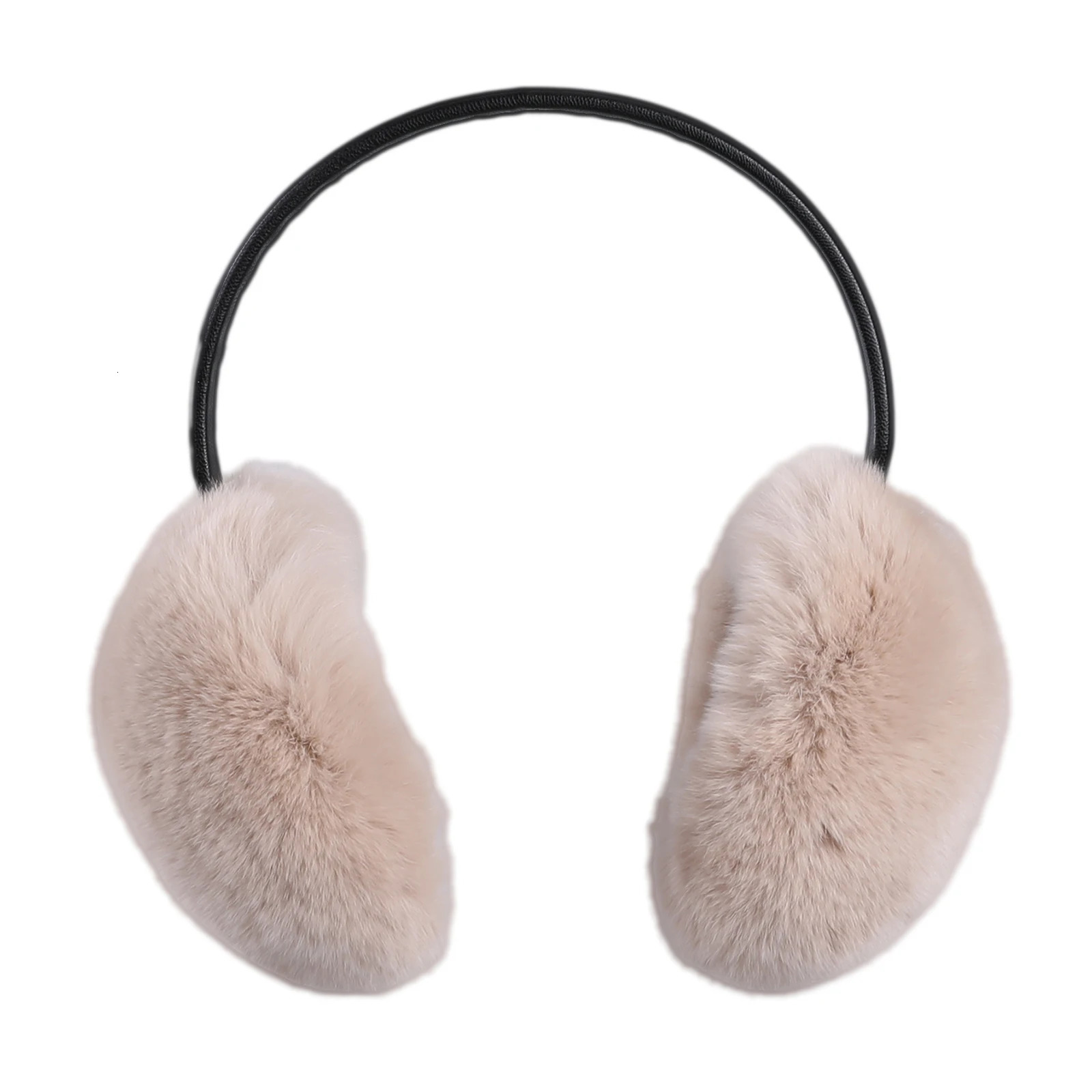 BOONJOVIA Adjustable Real Rex Rabbit Fur Earmuffs Soft Warm Ear Muffs for Winter Women Men Velvet Lining Ear Warmers 250106