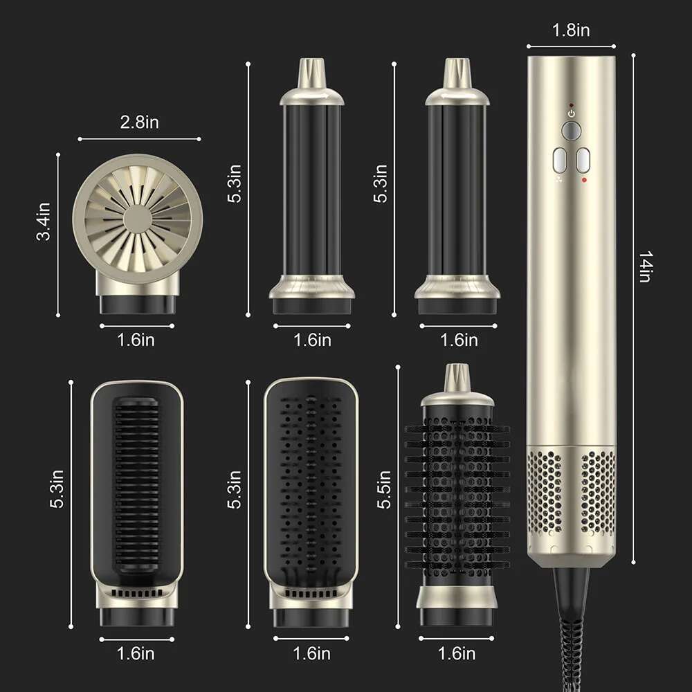 110,000 RPM High Speed 6 in1 Hair Dryer Brush Automatic Curg Iron Curler and Straightener Negative Ion Hot Air Comb Blowdryer