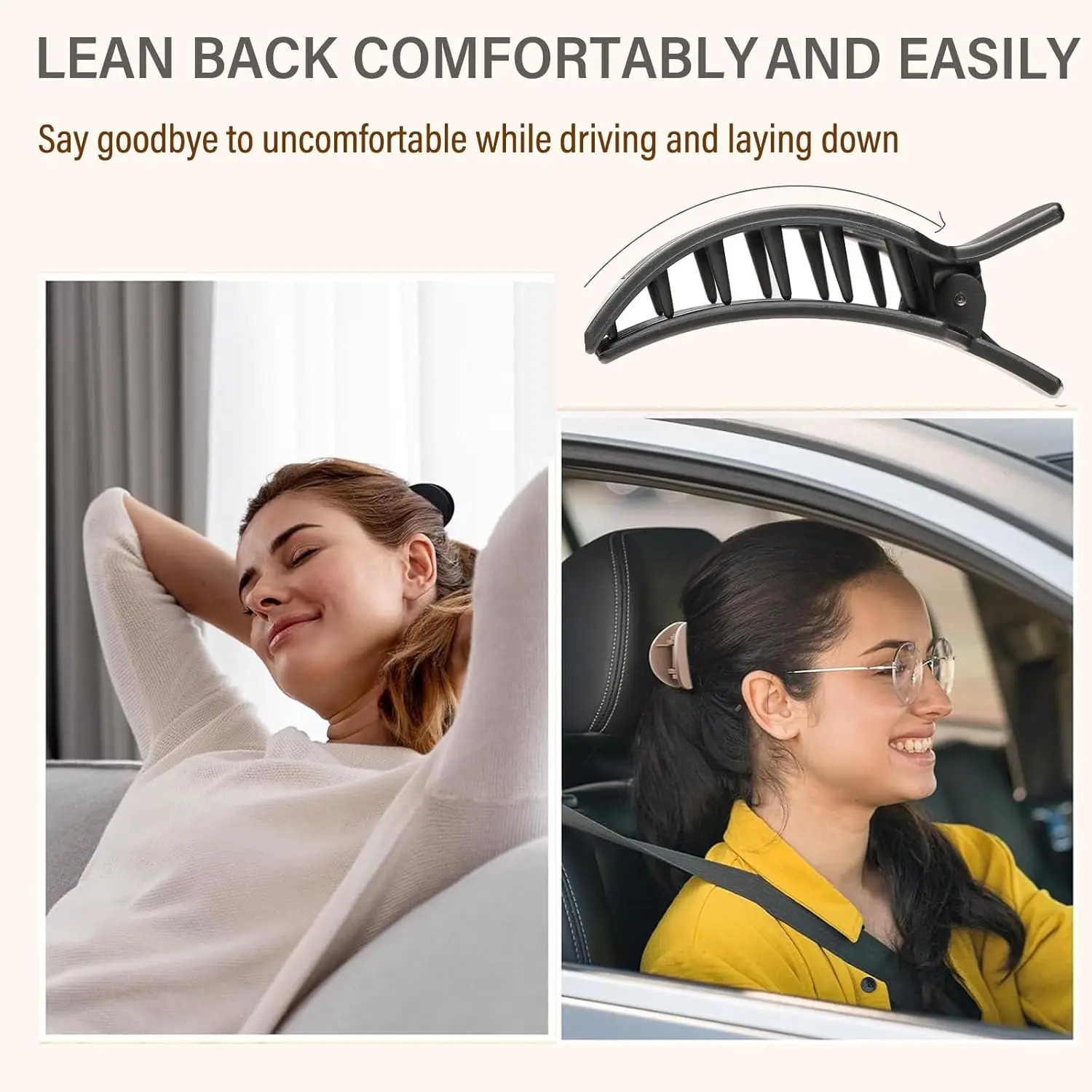 4 PCS Flat Hair Clips Lay Flat Hair Claw Clips for Women 2 Styles Medium Matte Claw Clips for Thick and Thin Hair French Stro 250106