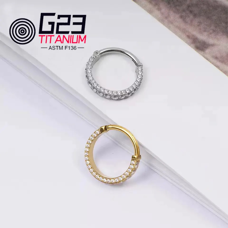 G23 Sterling ASTM F136 Hinge Cliker Open Sex Nose Ring Fashion Lady Piercing Jewelry 250103
