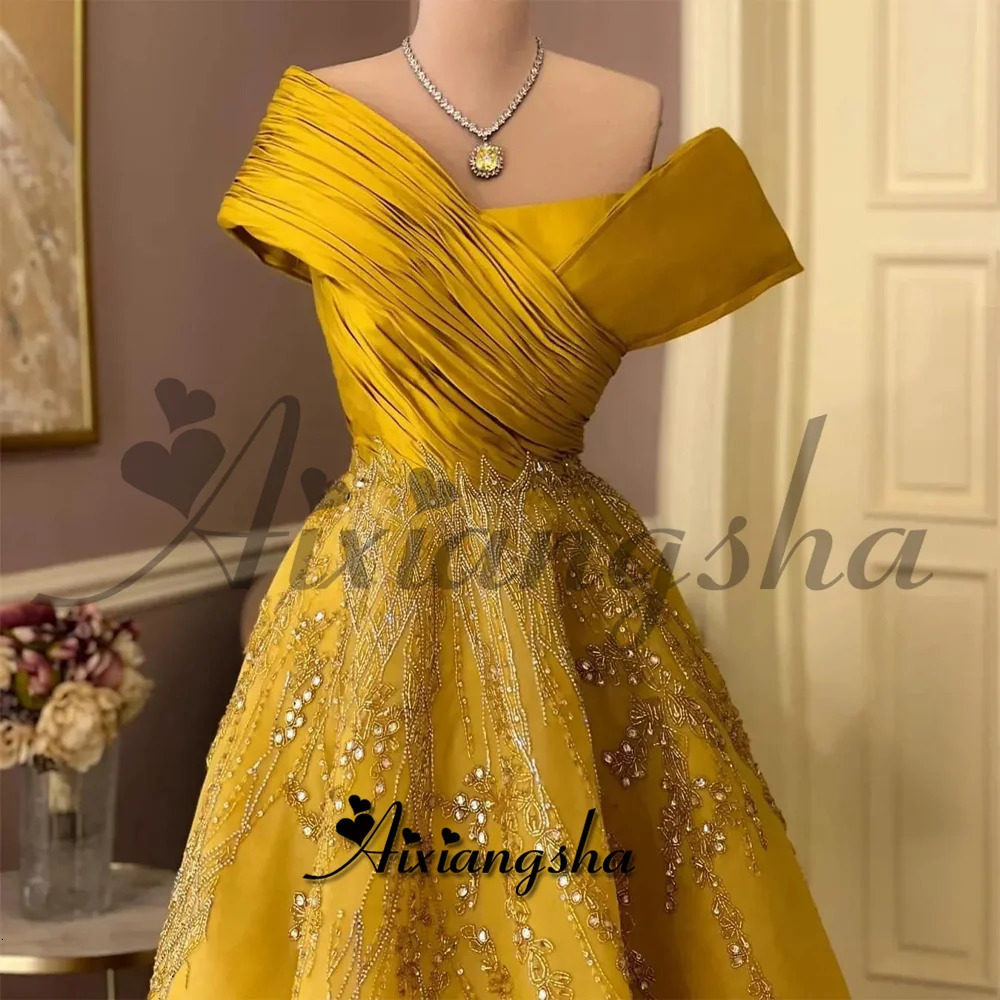 Aixiangshas charming pleated ball dress with rhinestone decals asymmetrical pleated corset Vestidos de Noche custom 250103