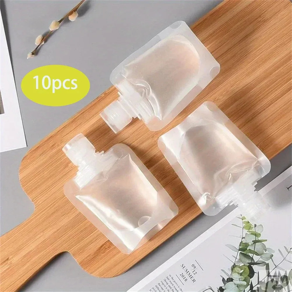 10 PCS 3050100ml Travel Size Empty Squeeze Bags Lotion Dispensing Reusable Liquid Leakproof Shampoo Cosmetic Storage 241226