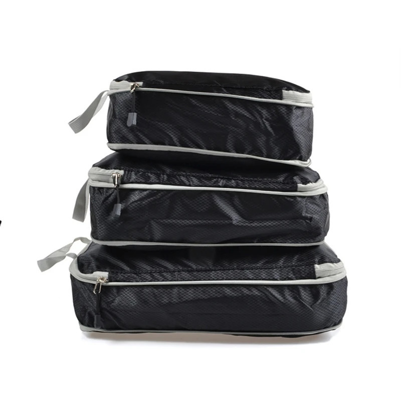 3PCS Compressed Packing Cubes Travel Storage Organizer Set Mesh Visual Luggage Portable Convenient Lightweight Suitcase Bag 241226