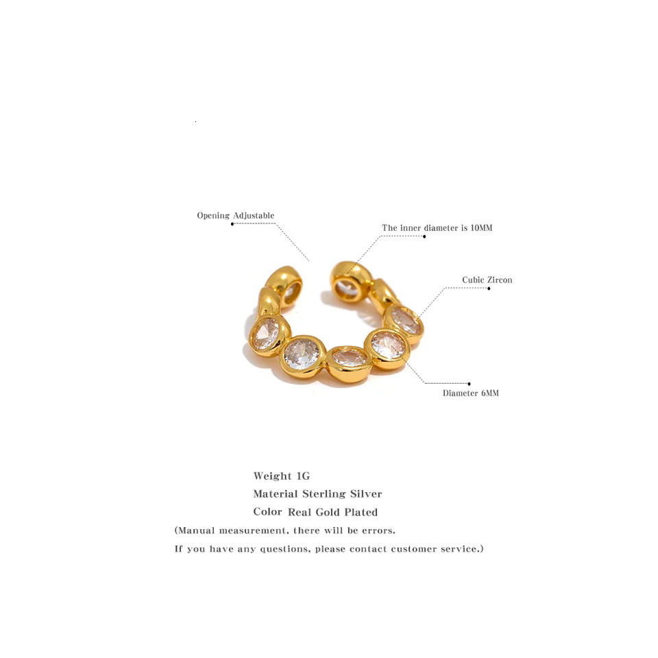 Yhpup 1PC Sterling Silver 925 Cubic Zirconia Earrings for Women High Quality Non-Piercing Clip-on Ear Bones Chic Jewelry Gift 250103