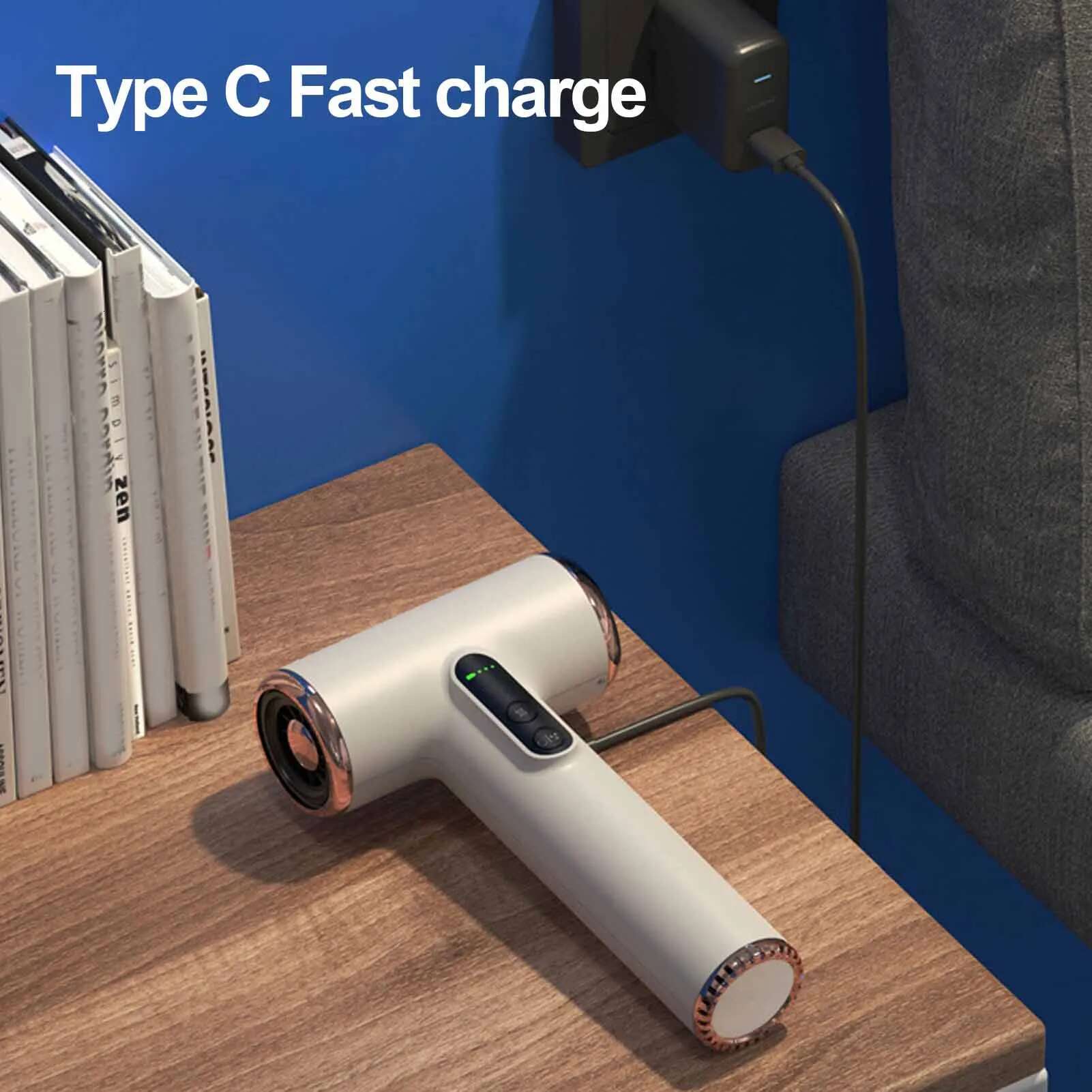 USB Lightweight 3 Heat Wind Settings Cordless Hair Dryer Long Battery Life Fast Drying Portable for Outdoor Camping