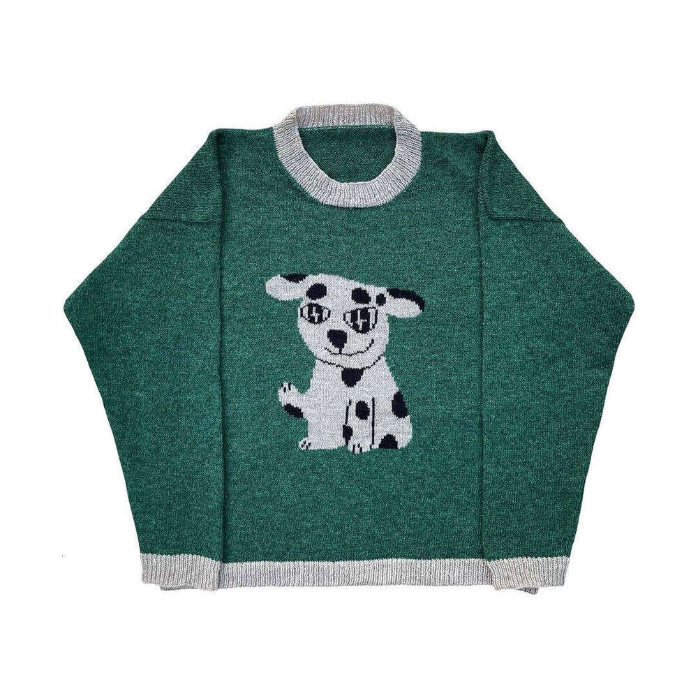 Knitwear Anime Jacquard Pattern Round Neck Long Sleeve High Street Loose Sweater Cute Style