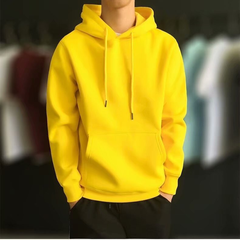 2023 autumn/winter new pullover mens sports top solid color hoodie casual hooded jacket