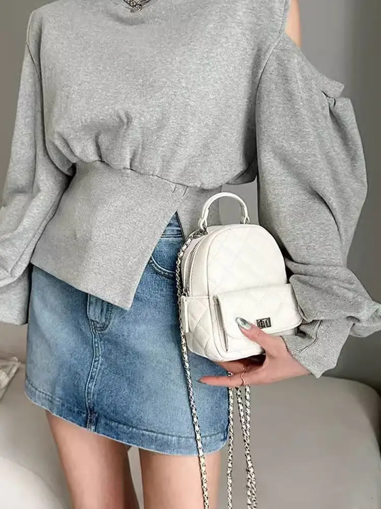 Diamond Lattice Fashion Chain Trendy Handbag Pocket Mini Backpack Casual Versatile Backpack Spicy Y2k Schoolbag 250102