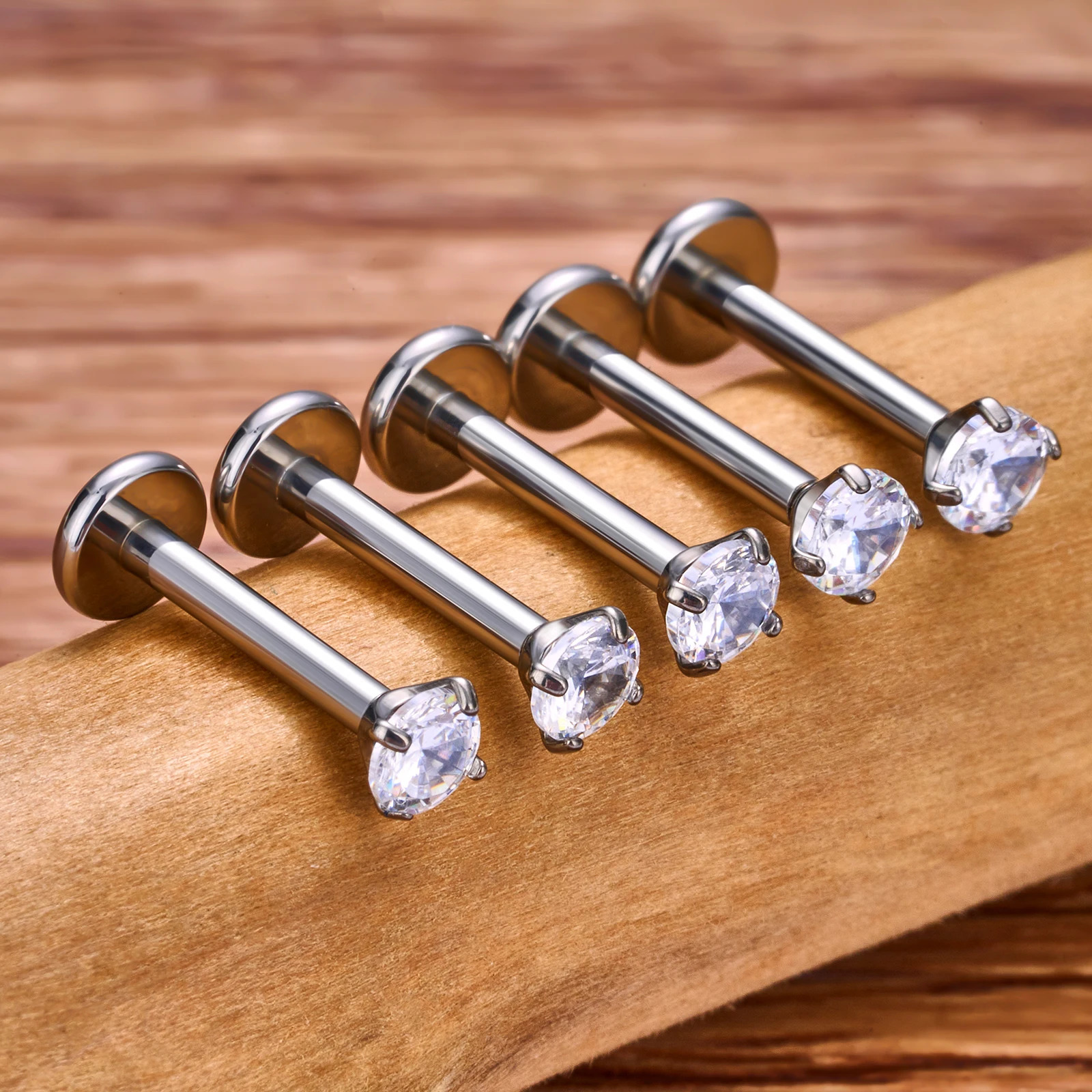 5pcs/lot G23 Threadless Push Pin Labret Stud CZ 16G 18G Cartilage Earring Helix Tragus Nose Stud Lip Piercing Jewelry 250103