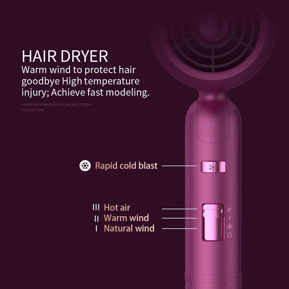 with Diffuser Ionic Blow Dryer Professional Portable Dryers Accessories for Women Curly Hair Purple Home Applian