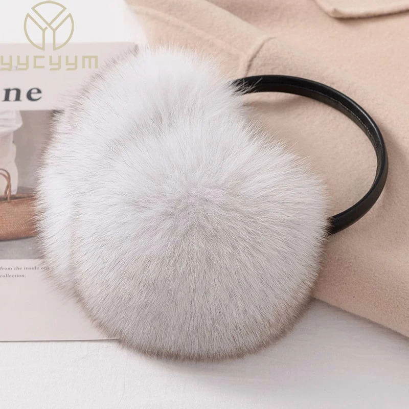 Style Ladies Fox Fur Earmuffs Winter Women Warm Real Fox Fur Earmuffs Girls Earlap Ultra Large Ladies Plush Earmuff 250106ww