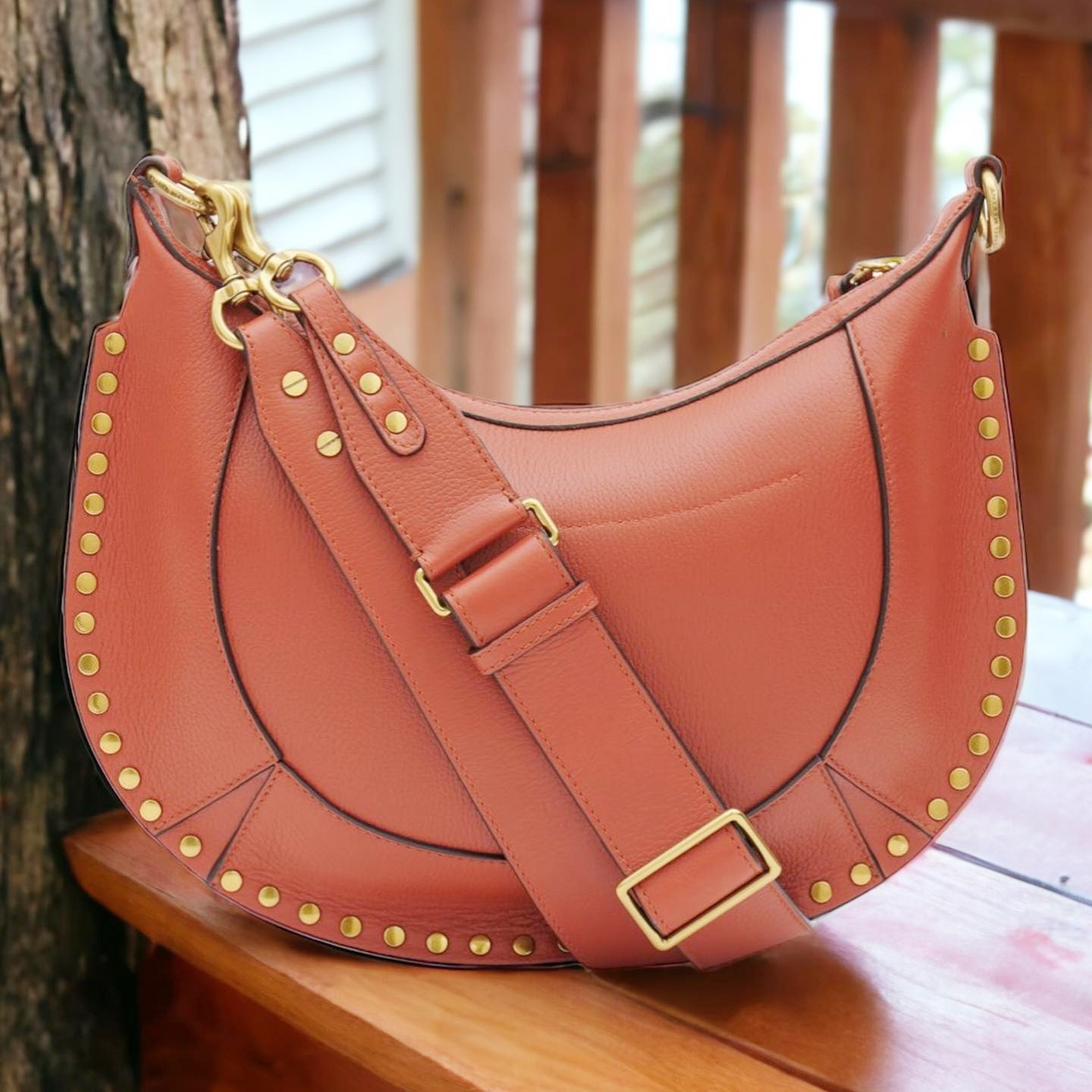 Luxury tote bag Brown Designer handbag Shoulder bag High quality Womens mens Hobo Clutch Leather purse Moon Bags Crescent rivet Loop Cross body pochette Bag Straps