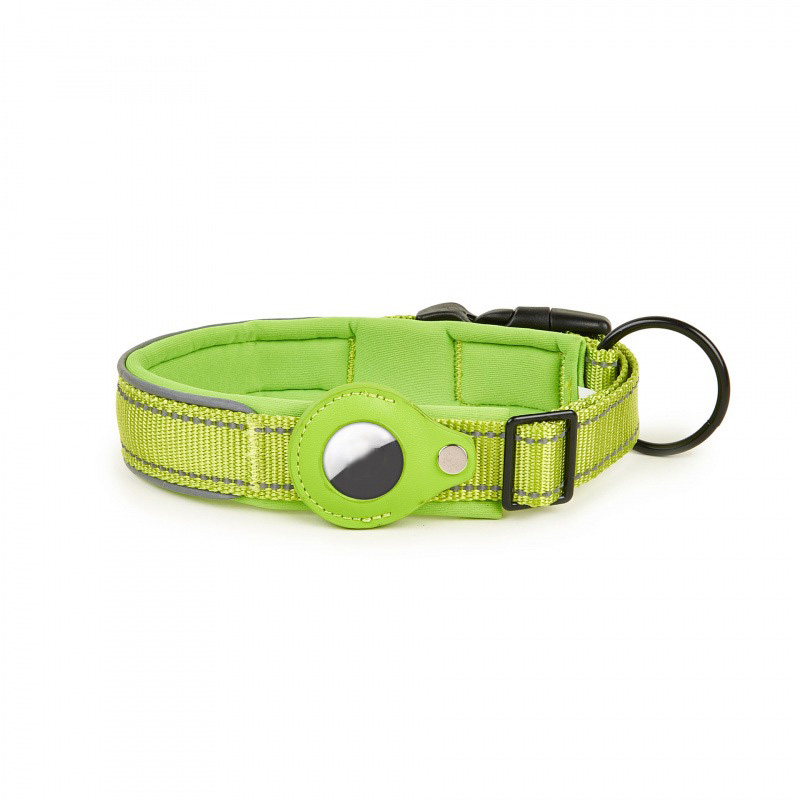 Factory Customazition Wholesale Nylon Reflective Adjustable Cat Dog Leash and Collar with Air Tag Holder Soft Padded Airtag Case Dog Collar Pet Access